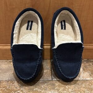 Kids Suede Leather Moccasin Slippers size 3 radiant navy